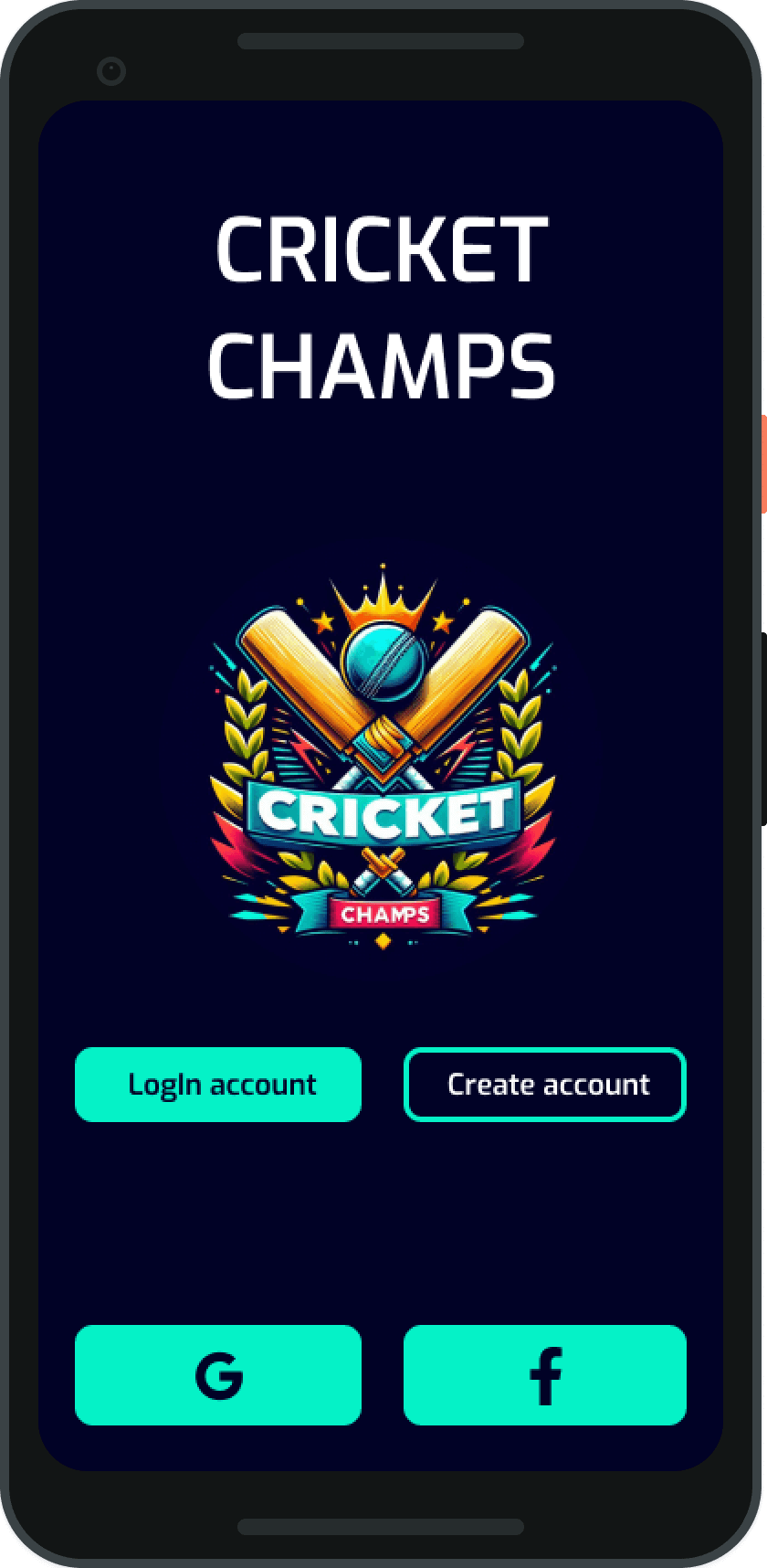 Cricket Champs Home Screen