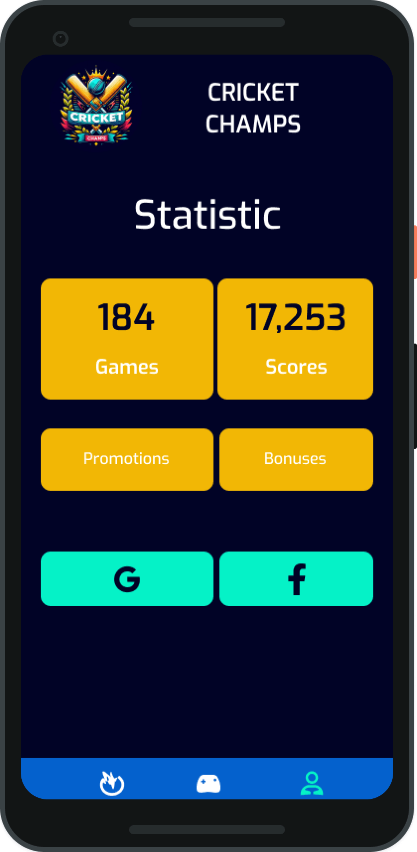 Cricket Champs Statistics Screen